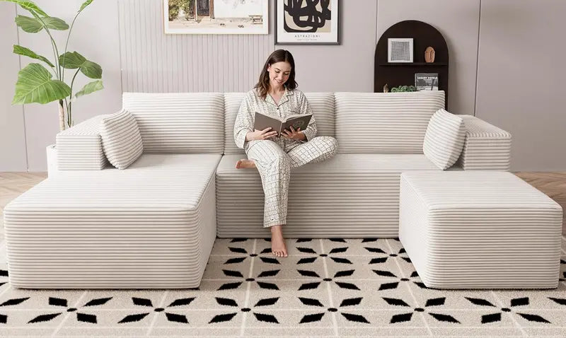 Cloud-Like Boneless Sectional Sofa  3-Seater L-Shaped Modular Couch with Right-Facing Chaise, Cat-Resistant & Deep Seat