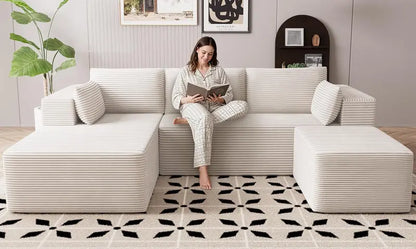 Cloud-Like Boneless Sectional Sofa  3-Seater L-Shaped Modular Couch with Right-Facing Chaise, Cat-Resistant & Deep Seat