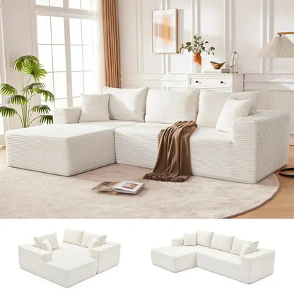 110-Inch Boneless Cloud Sofa: Ultra-Modular Living Room Lounge with Deep, Supportive Seating