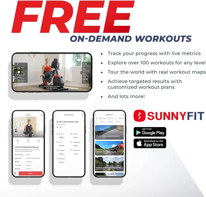 Sunny Health & Fitness Smart Recumbent Elliptical Bike with Bluetooth, 16 Resistance Levels, and SunnyFit App  SF-RBE4886SMART