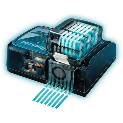Makita 18-Volt LXT Battery and Rapid Optimum Charger Starter Pack (5.0Ah) with bonus 18V LXT Oscillating Multi-Tool BL1850BDC2XMT03