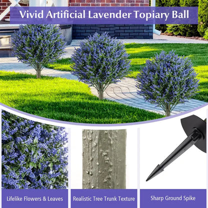 2-Pack Sun-Resistant Lavender Topiary Balls  UV-Stable Indoor/Outdoor Evergreen Decor