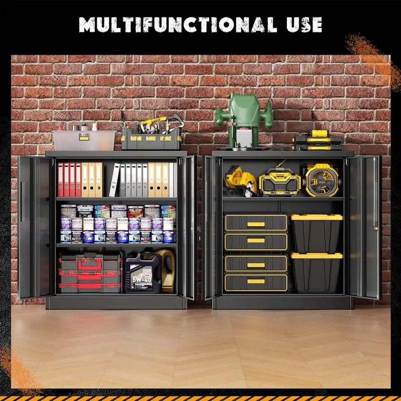 Greenvelly 72-Inch Locking Metal Storage Cabinet — 2-Door Garage or Office Organizer with Adjustable Shelves