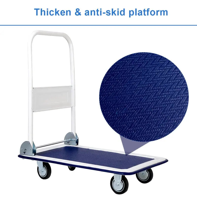 Heavy-Duty Folding Platform Cart  330-LB Capacity Rolling Flatbed Utility Carrier