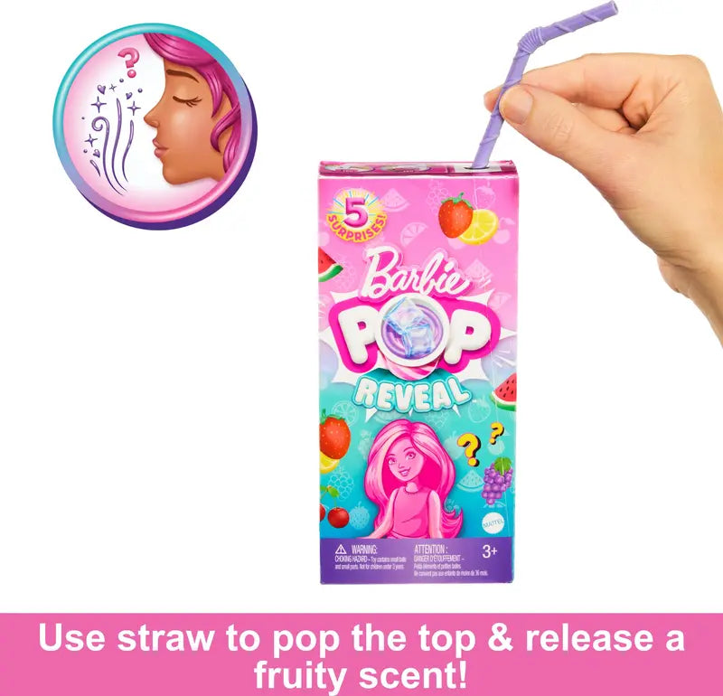 Barbie Pop Reveal Chelsea Doll: Fruit Series with 5 Surprises, Scent & Color Change