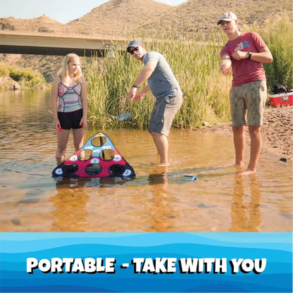 Floating Pool Game  Combines Stone Skipping & Cornhole for Fun in Water, Lakes or Pools