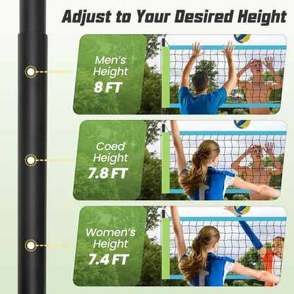 Easy-Setup Outdoor Volleyball Net Kit with Height-Adjustable Poles