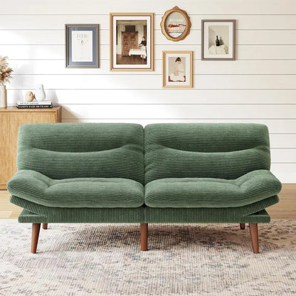 Adjustable Futon Sofa Bed  Modular Backrests & Armrests, Converts Effortlessly to a Sleeper Couch