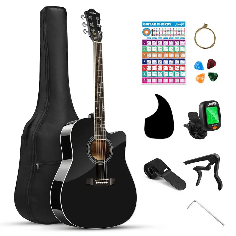 Moukey 41-Inch Acoustic Guitar Starter Pack  Beginner-Friendly for Teens & Adults