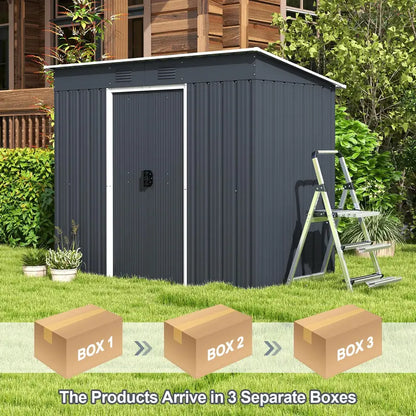 Freestanding Outdoor Storage Shed  Includes Reinforced Floor Base for Yard or Garden Organization
