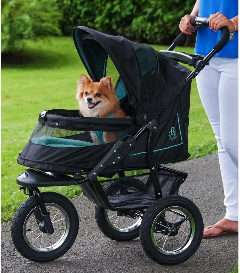 Zipper-Free NV Pet Stroller for Cats and Dogs  One-Hand Fold, Gel-Tire Suspension, Plush Interior + All-Weather Cover (3 Colors)