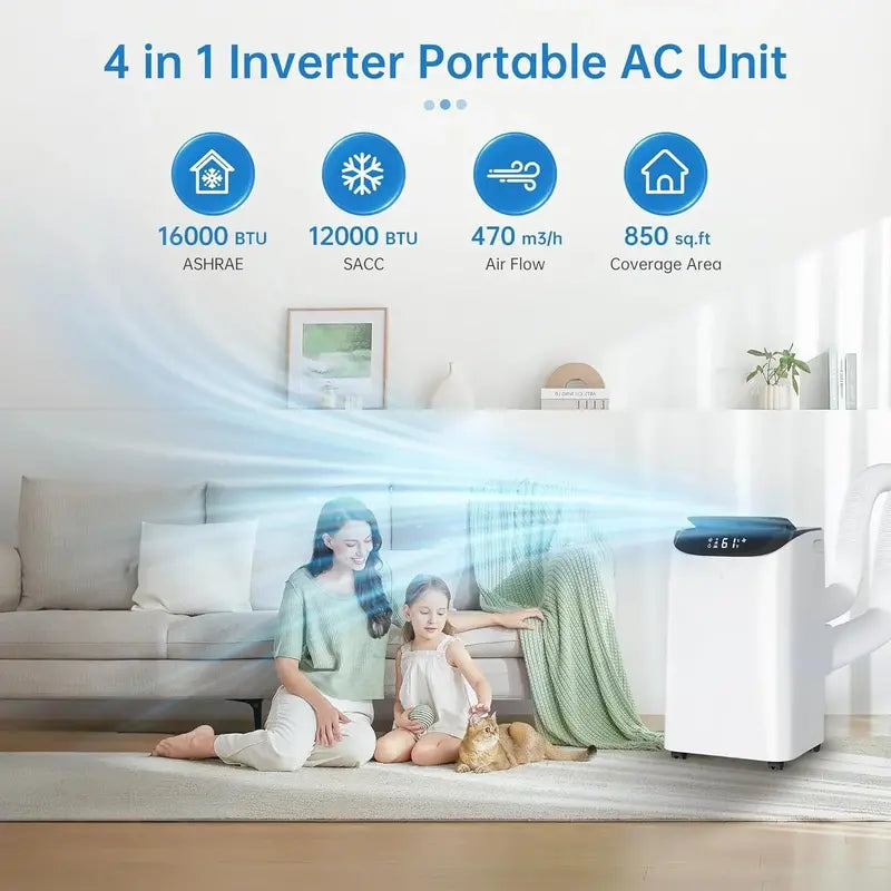 700 sq. ft. 3-in-1 Portable Air Conditioner  Energy-Efficient Cooling Unit with Remote & Installation Kit