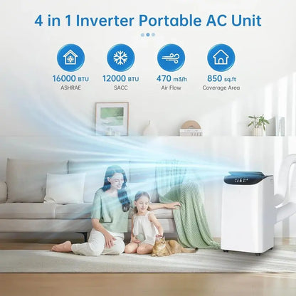700 sq. ft. 3-in-1 Portable Air Conditioner  Energy-Efficient Cooling Unit with Remote & Installation Kit