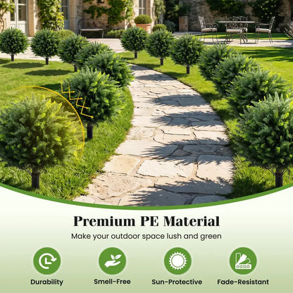 Set of Two 27.5-Inch Artificial Cypress Topiaries  UV-Resistant Patio &amp; Porch Decor