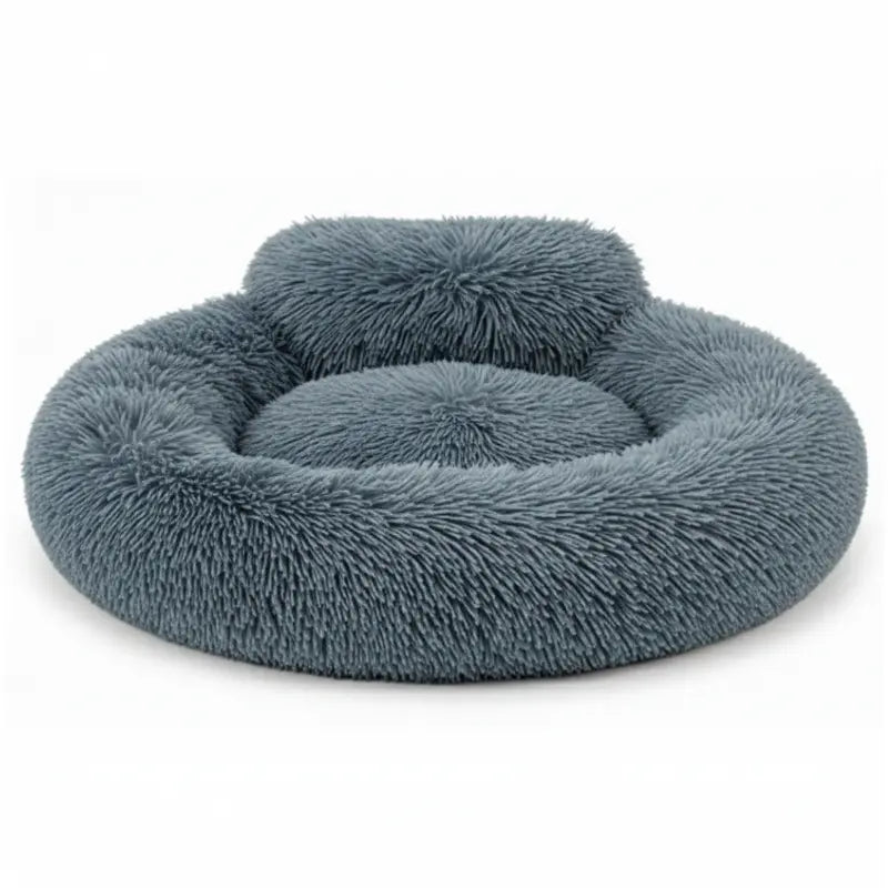 Donut-Style Dog Bed with Elevated Rim, Machine-Washable Cover, and Anti-Skid Bottom