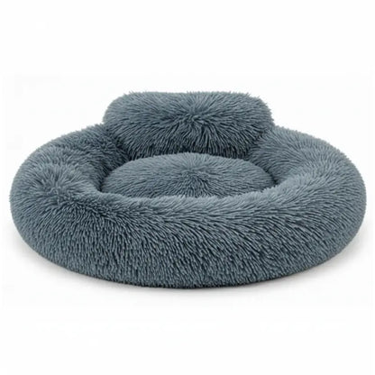 Donut-Style Dog Bed with Elevated Rim, Machine-Washable Cover, and Anti-Skid Bottom