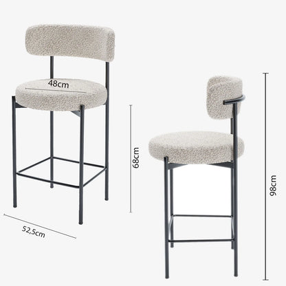 Lot de 2 tabourets de bar bouclette grise & blanche Agathe
