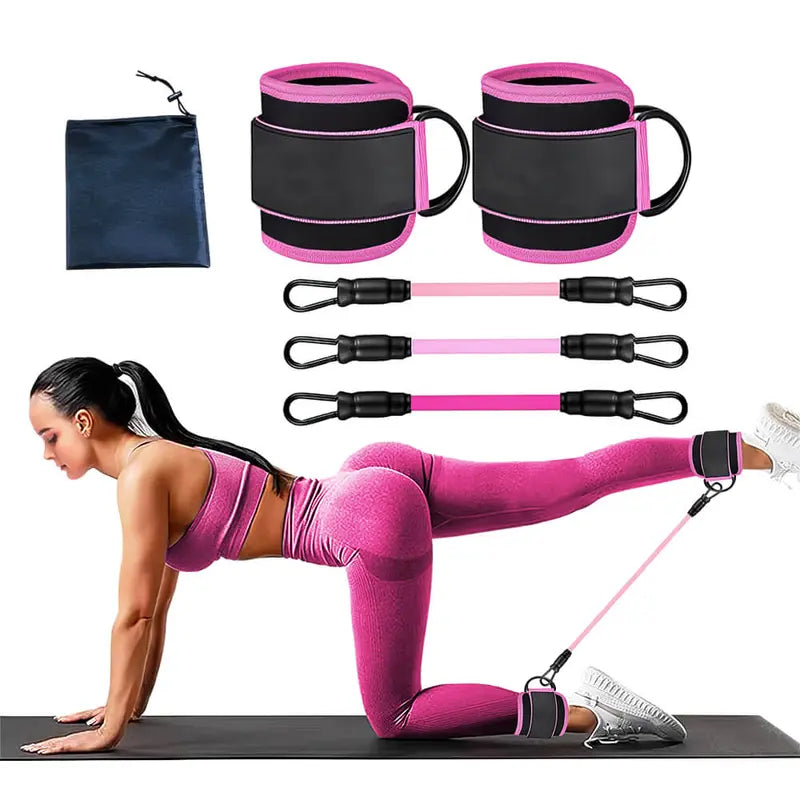 Ankle Resistance Band Set  Includes Cushioned Cuffs, Ideal for Booty & Lower-Body Workouts