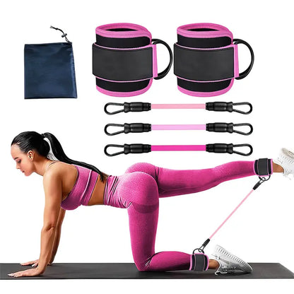 Ankle Resistance Band Set  Includes Cushioned Cuffs, Ideal for Booty & Lower-Body Workouts