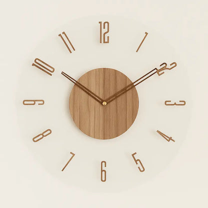 Minimalist Silent Quartz Wall Clock in Natural Wood Finish
