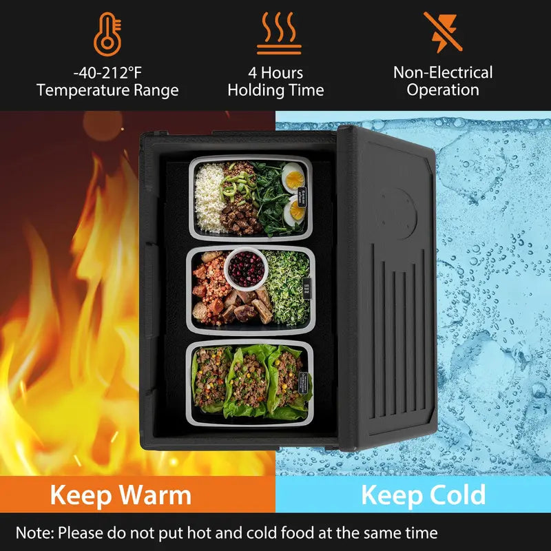 49-Quart Top-Load Stackable Hot Box with Built-In Handles for Catering or Camping