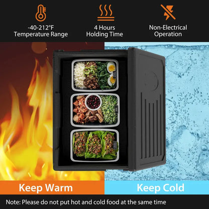 49-Quart Top-Load Stackable Hot Box with Built-In Handles for Catering or Camping