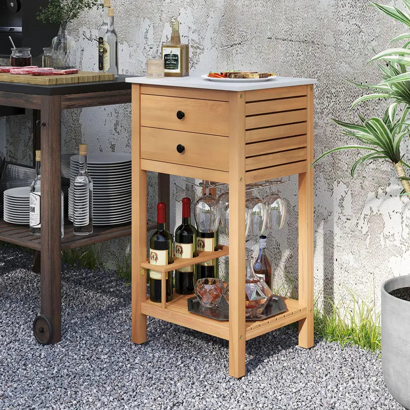 Backyard Bar Buffet Sideboard  Weather-Resistant Outdoor Serving Cabinet for Deck or Garden