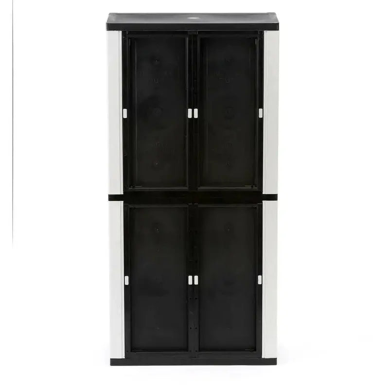Freestanding Garage Storage Cabinet  Grey Plastic, 89 cm W × 180 cm H × 46 cm D, Locking Doors & Adjustable Shelves