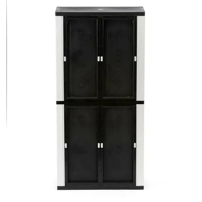 Freestanding Garage Storage Cabinet  Grey Plastic, 89 cm W × 180 cm H × 46 cm D, Locking Doors & Adjustable Shelves