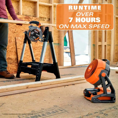 RIDGID 18V Cordless Hybrid Jobsite Fan with (2) 4.0 Ah Batteries, Charger, and Bag R860721B-AC93044SBN