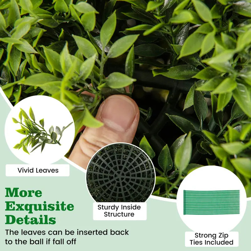 2-Pack 20-Inch Artificial Boxwood Topiary Balls  UV-Resistant Round Faux Plants for Outdoor Use