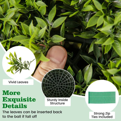 2-Pack 20-Inch Artificial Boxwood Topiary Balls  UV-Resistant Round Faux Plants for Outdoor Use