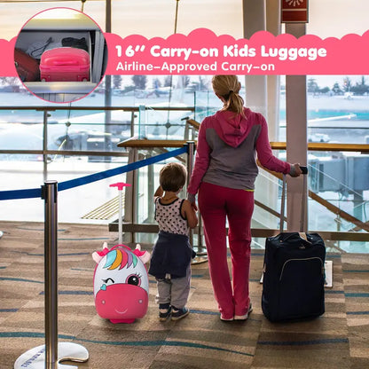 16-Inch Kids Carry-On Luggage with LED Light-Up Wheels & Waterproof Hard Shell