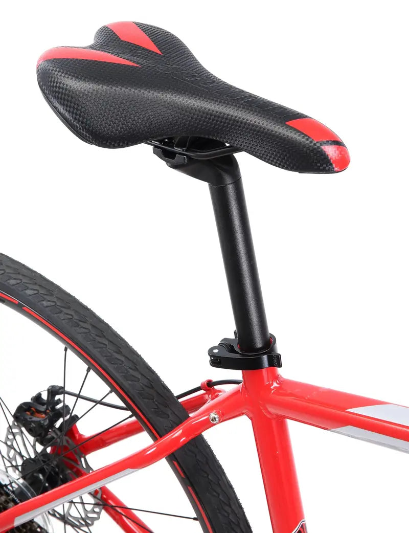 Schwinn Kempo Hybrid Bike  Men’s 21-Speed, 700c Wheels, Lightweight Aluminum Frame, Sporty Red Finish