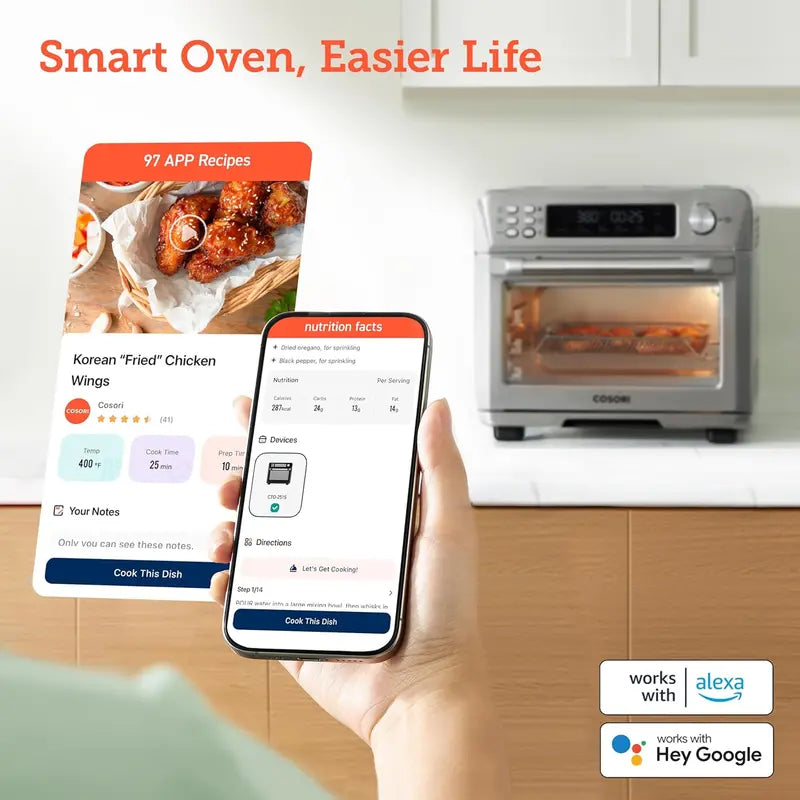 COSORI Smart 12-in-1 Toaster Oven Air Fryer Combo  Convection Countertop Oven with Smart Cooking Modes