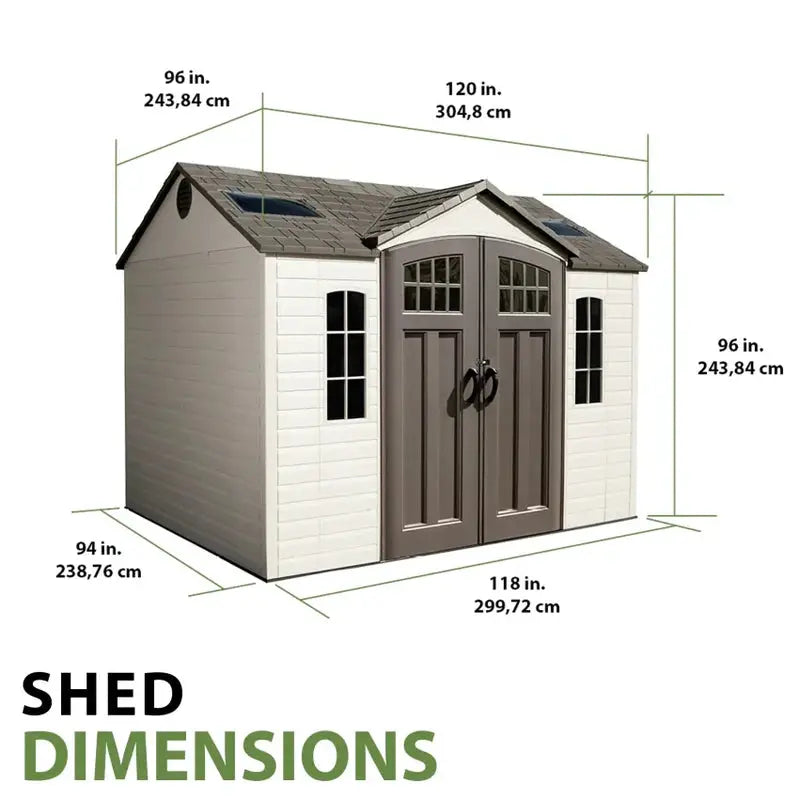 Lifetime 10 ft x 8 ft Heavy-Duty Outdoor Storage Shed  UV-Resistant Polyethylene Panels