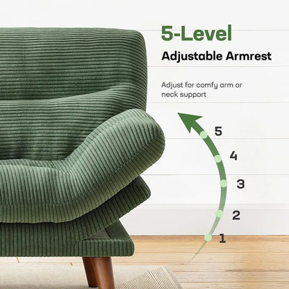 Adjustable Futon Sofa Bed  Modular Backrests & Armrests, Converts Effortlessly to a Sleeper Couch