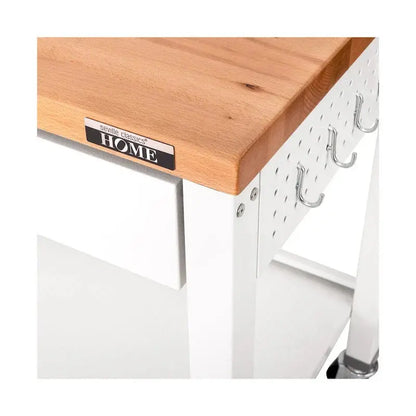 Seville Classics HOME Work Center Island Table  48¡å White Solid Wood Top