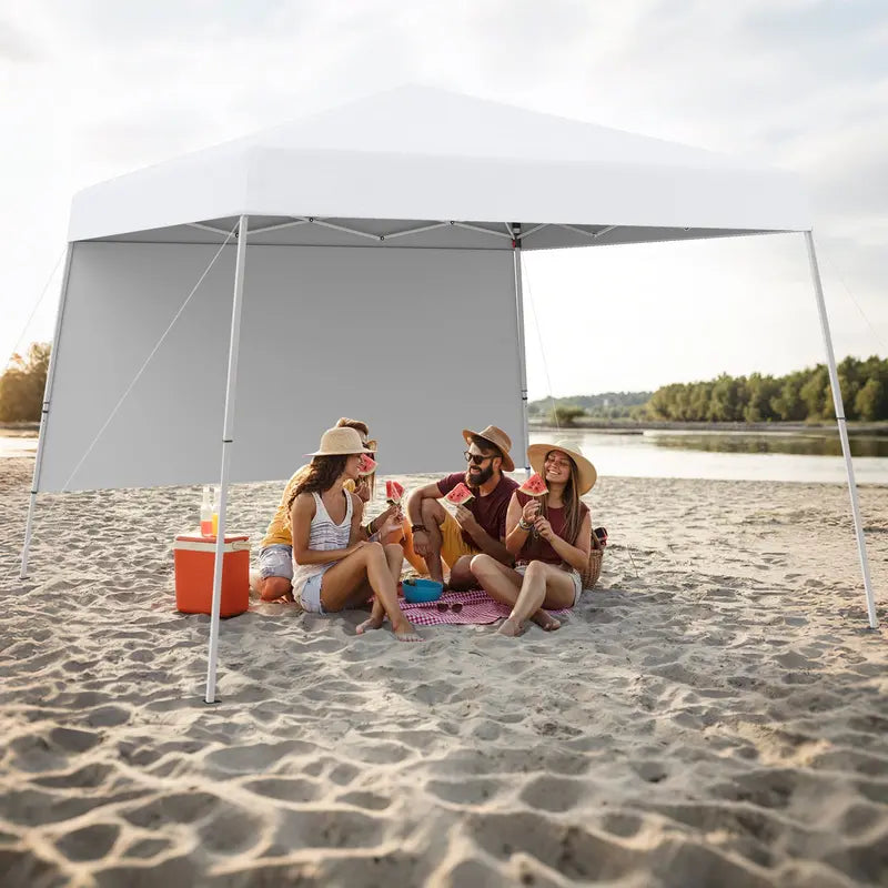 8′ x 8′ Pop-Up Canopy Tent with One Zippered Sidewall for Outdoor Use