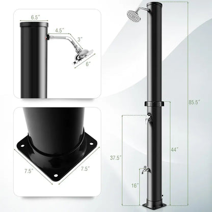 10-Gallon Freestanding Solar Outdoor Shower  7.2 FT Height with Rotating Head