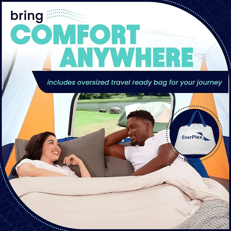 EnerPlex Double-Height Air Mattress — Built-in Pump, Queen Size (13″ Thick) for Camping & Travel