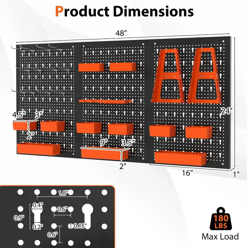 Pegboard Wall Organizer System  Adjustable Hammer Racks, Tool Holders & Hook Kit