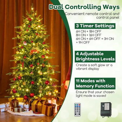 6 ft Pre-Lit Multimode Artificial Christmas Tree  260 Multicolor & Warm White LEDs, 714 Tips, 11 Lighting Effects