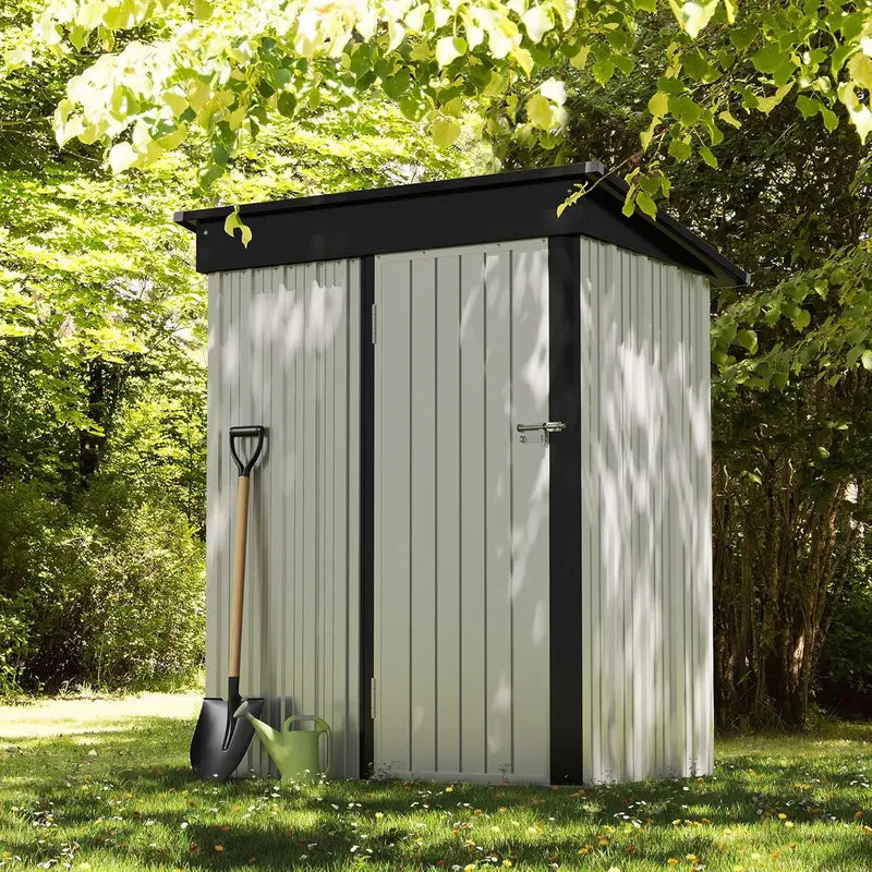 Devoko 5′ x 3′ Corrosion-Resistant Garden Shed  Lockable Steel Outdoor Storage House with Single Secure Door