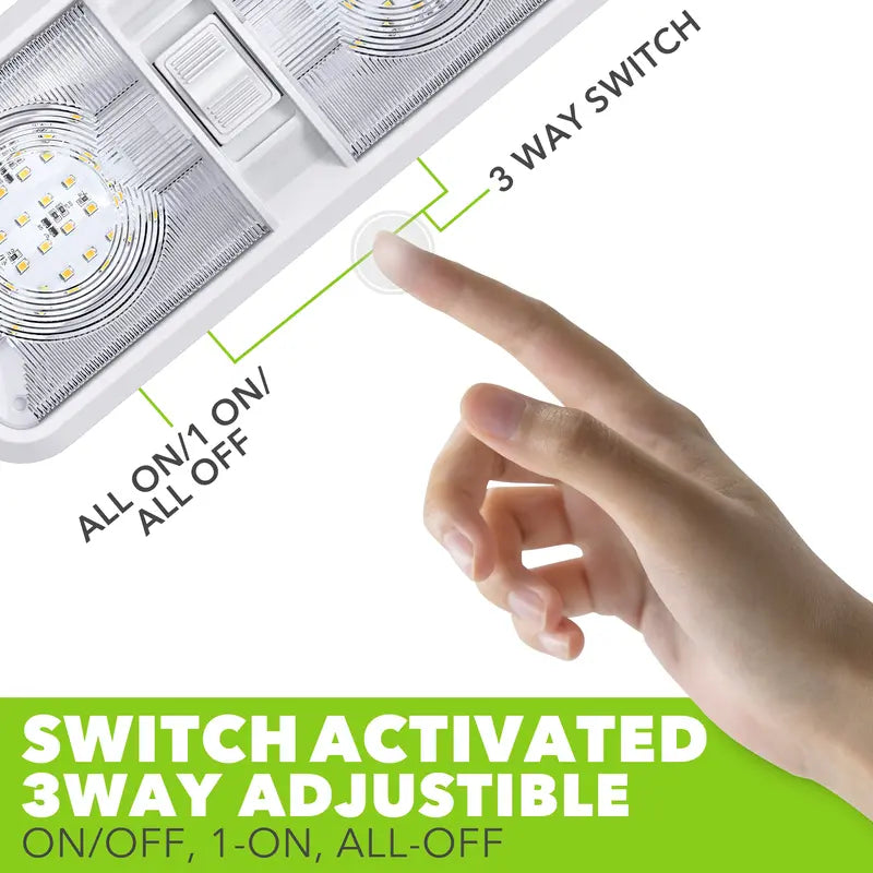 2 Pack RV LED Ceiling Double Dome Light Fixture with ON/OFF Switch Interior Lighting for Car/RV/Trailer/Camper/Boat DC 12V Natural White 4000-4500K 48X2835SMD