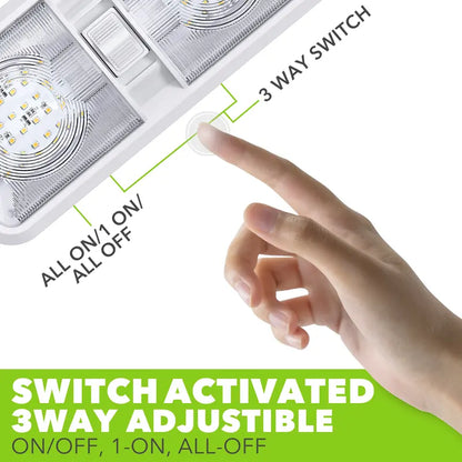 2 Pack RV LED Ceiling Double Dome Light Fixture with ON/OFF Switch Interior Lighting for Car/RV/Trailer/Camper/Boat DC 12V Natural White 4000-4500K 48X2835SMD