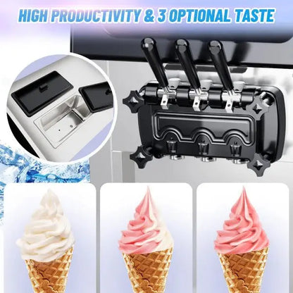 2200W Triple-Flavor Soft-Serve Ice Cream Machine  5.37.4 Gal/Hr Output, LCD Touchscreen & Auto-Clean for Commercial or Home Use