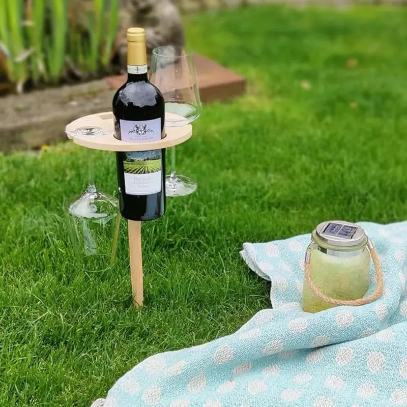 Foldable Outdoor Drink Holder  Compact Beverage Stand for Patios & Picnics