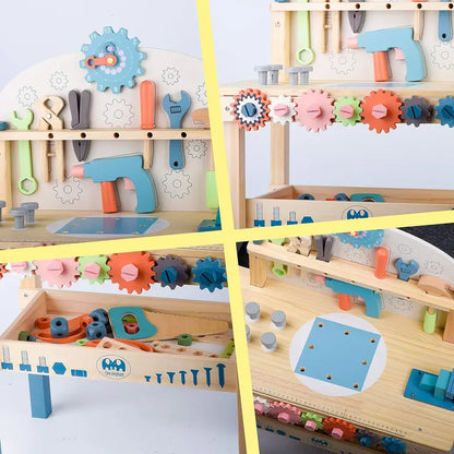 Wooden Kids’ Tool Workbench  Hands-On Construction Play Table with Integrated Tool Set