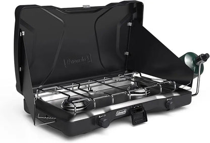 Coleman Triton 2-Burner Portable Camping Stove  Wind-Resistant Cooktop with Adjustable Flame Control